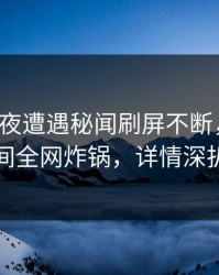 大V在深夜遭遇秘闻刷屏不断，秘语空间全网炸锅，详情深扒