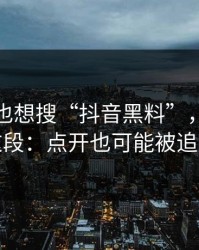 如果你也想搜“抖音黑料”，先看完这段：点开也可能被追踪