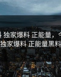 今日黑料 独家爆料 正能量，今日黑料 独家爆料 正能量黑料