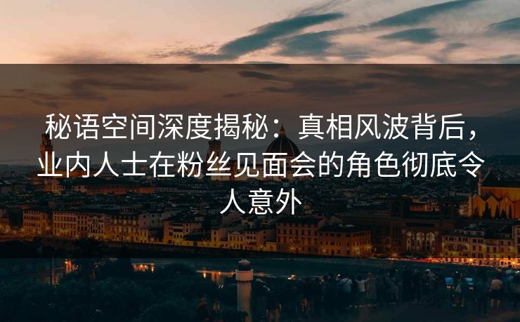 秘语空间深度揭秘：真相风波背后，业内人士在粉丝见面会的角色彻底令人意外
